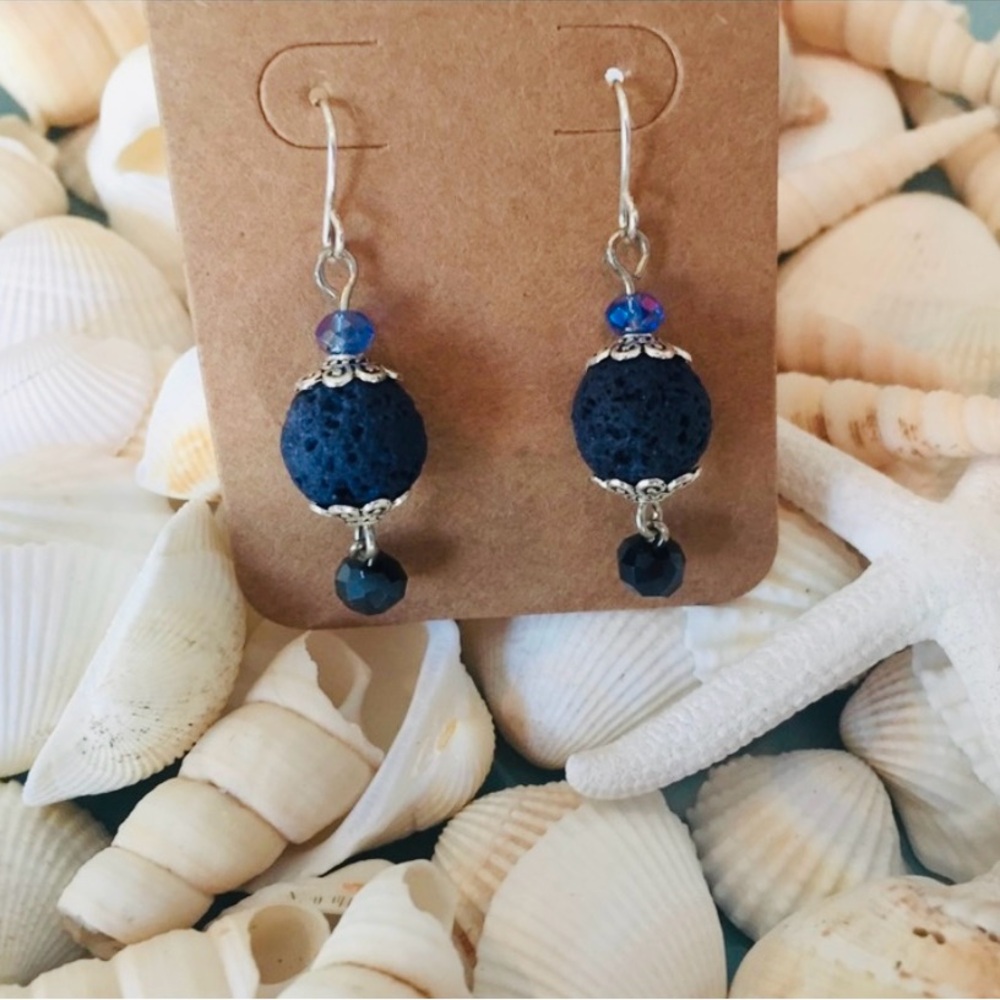 Free People Purple lava bead Dangle Earrings New - Picture 3 of 4